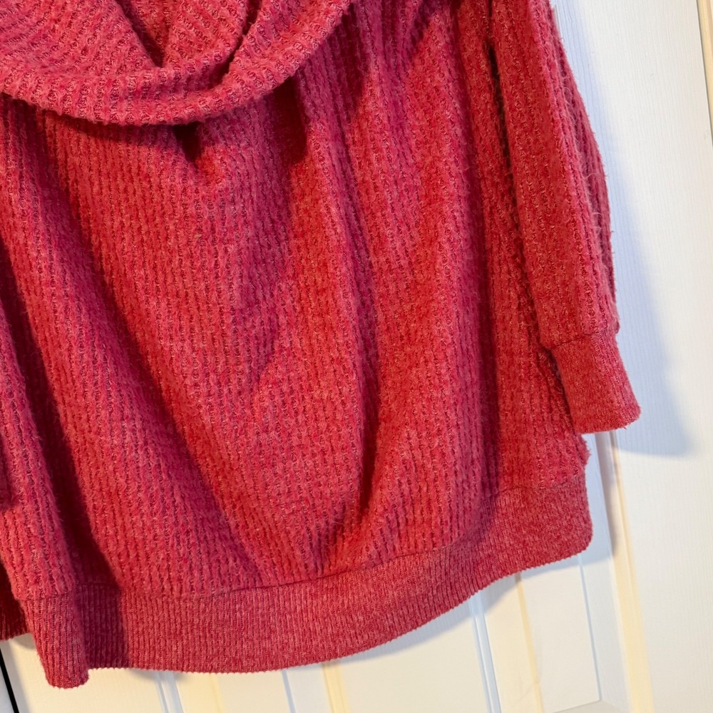 NWT Torrid BRUSHED WAFFLE OFF SHOULDER LONG SLEEVE TOP Blouse Short 4XL RED PINK - Picture 2 of 7